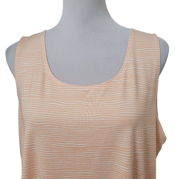 Chico's Size 3 (XL/16) Peach & White Abstract Striped Tank Top, Exc. Used Cond. - Picture 3 of 12